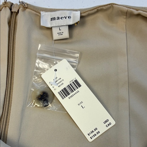 Maeve Strapless Pleated Trench Dress L Beige Mini Stretch Anthropologie NEW - Picture 10 of 11